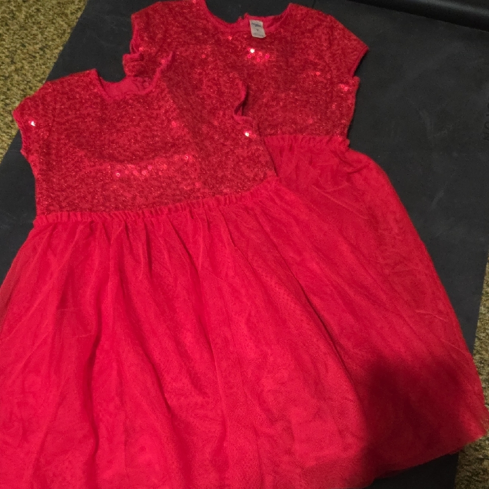 Twin Girl Matching Oshgosh Size 8 Sequence Dresses